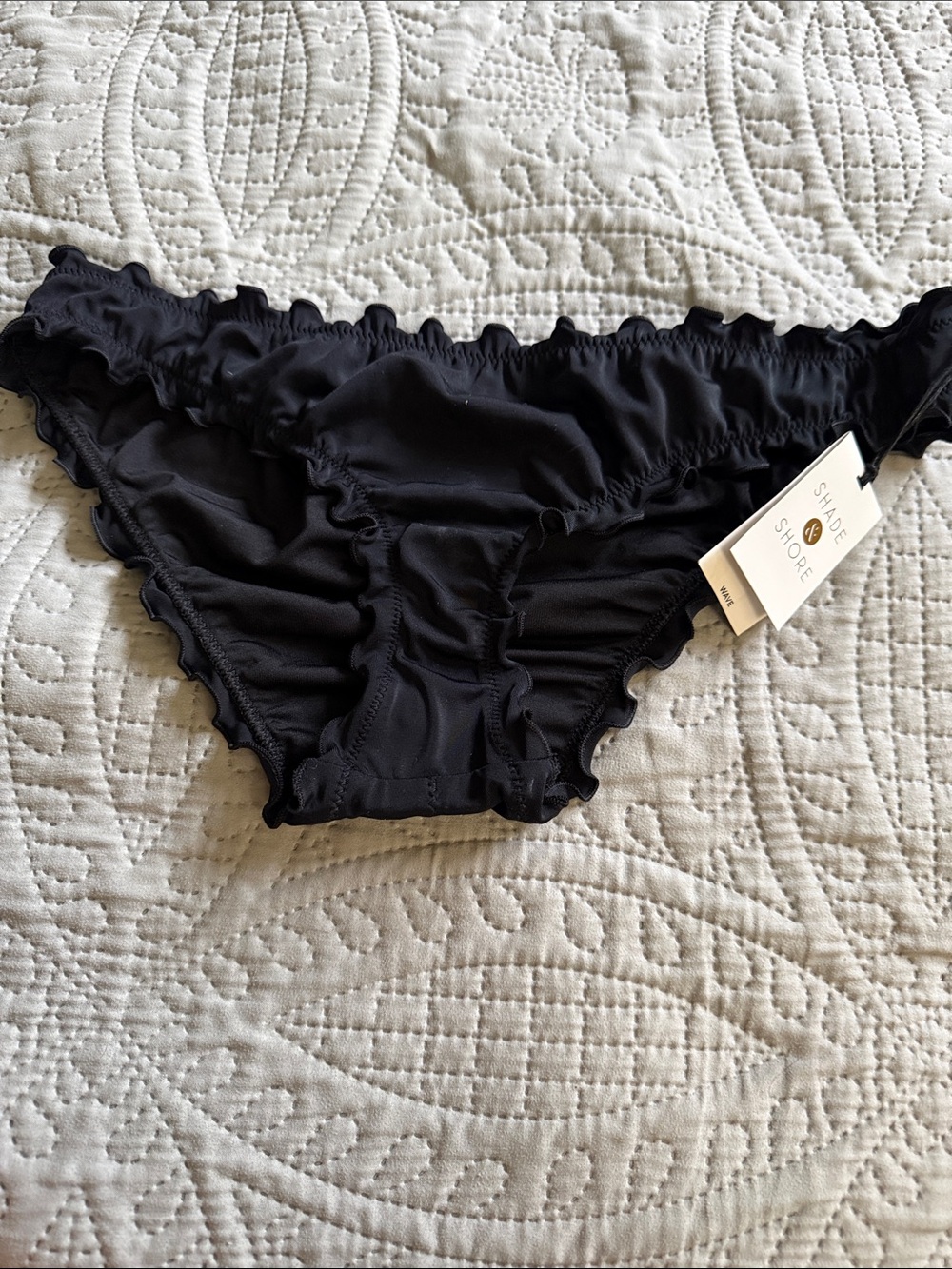 NWT Shade & Shore Black Wave Cheeky Bikini Bottom M